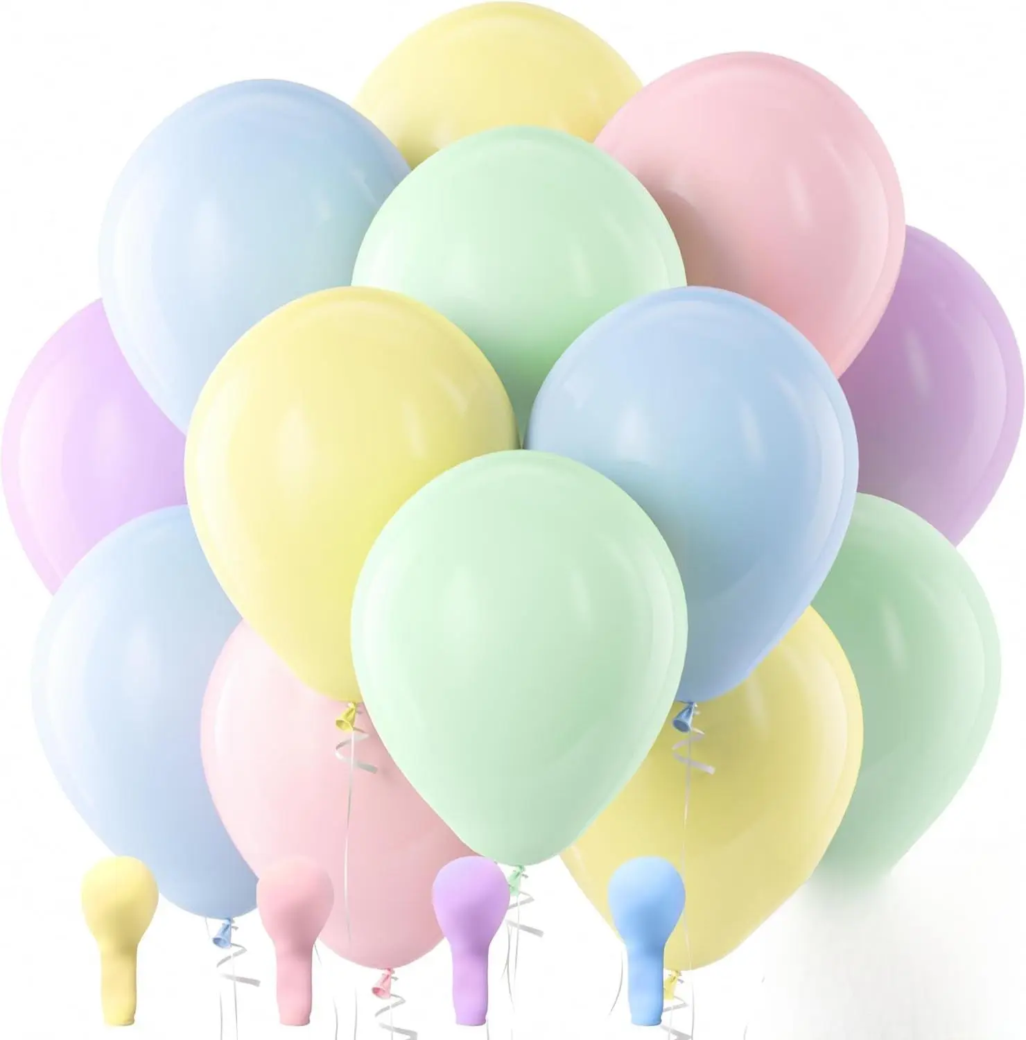 Pastel Macaron Latex Balloons Kit - 100-Pack 12 inch Helium Floats Set with Curling Ribbon & Pump, Long-Lasting Festive Party Supplies for Wedding, Birthday Decor