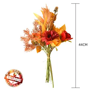 Flowers High Quality Fall Gerbera Daisy Artificial Flower Long Bouquet Home Wedding Decoration Decorative Fruit Pink Plants