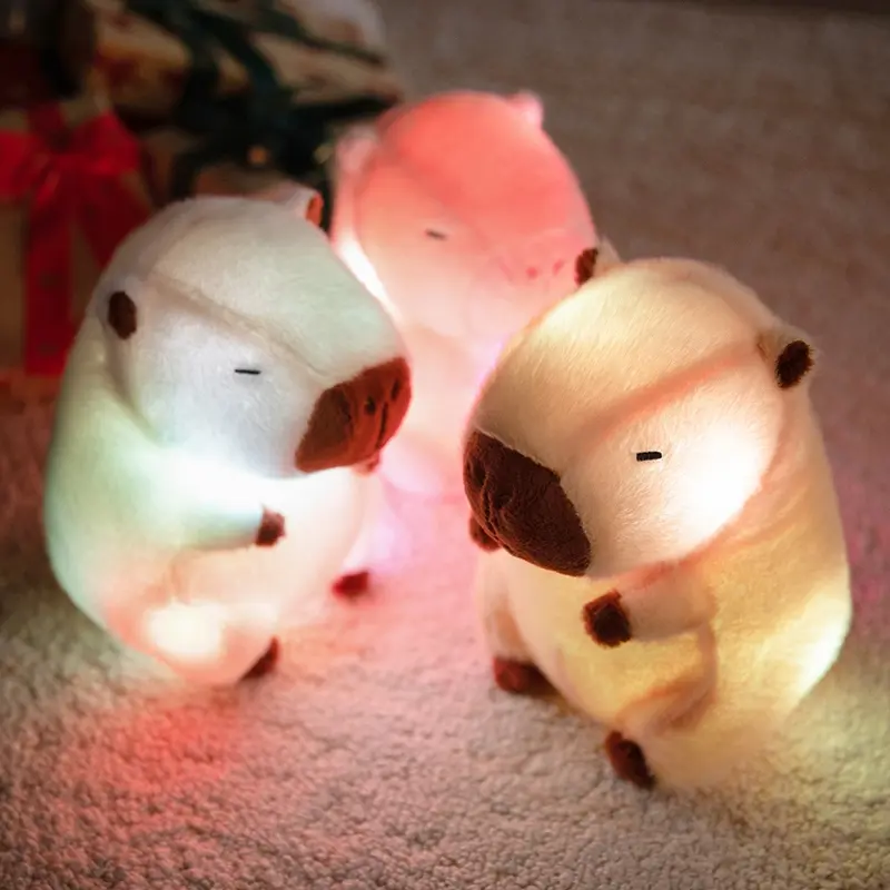 Glow-in-Dark Capybara Plush Toys Light Up Capybara Plush Toy, 9.75 Inch Soft Huggable Light-Up Doll Adorable Nighttime Companion for Kids and Adults, Cute Kawaii Stuffed Animal Gift for Birthdays and Holidays