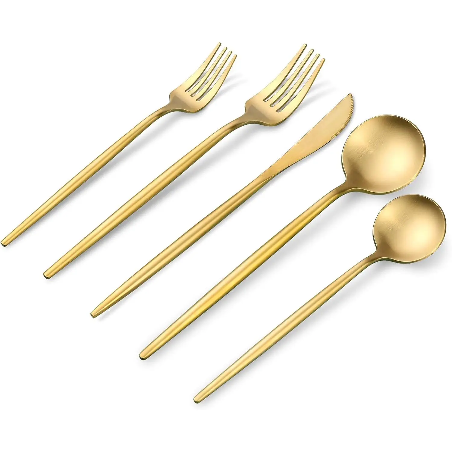 Matte Gold Silverware Set,  30-Piece Food Grade Stainless Steel Gold Flatware Set, Kitchen Utensil Set Service for 6, Tableware Cutlery Set for Home and Restaurant, Dishwasher Safe