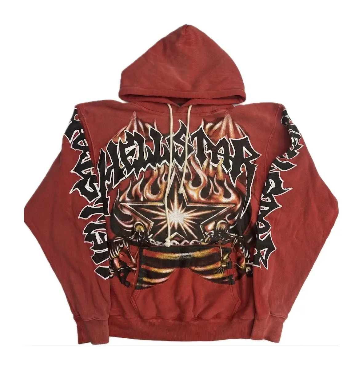 Men's Casual HellStar Skeleton Airbrush Hoodie  Red Unisex 3D-Printed Hoodie