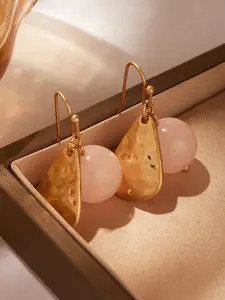 Fashionable Half Gemstone Pendant Earrings, Water Drop Design, Luxury Summer Jewelry, Perfect for Women, Parties, Gifts