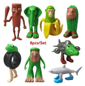 8pcs Brainrot Tung Sahur Figure Toy Tralalero Tralala Figures Bombardino Crocodilo Shimpanzini Bananini Model Decor Doll Gift