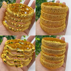 ANIID New Luxury Indian Gold Color Bangles For Women Arabic Bridal Charm Bracelet Nigerian Wedding Gift African Jewelry Party