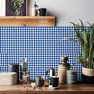 15 Pcs Matte Texture Tile Sticker, Anti Slip & Stain Resistant, Diamond Checkerboard Pattern, Ideal for Kitchen & Bathroom Walls