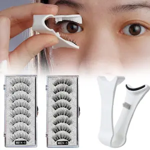 2 Pairs 8 Pieces 3D Natural False Eyelashes, Quantum Magnetic False Eyelashes, Five Magnets No Glue Reusable DIY False Eyelashes