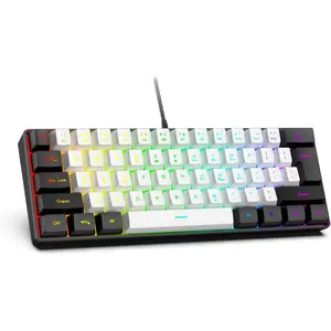 61-Key Compact RGB Gaming Keyboard - 60% Layout, USB-A & Type-C Compatible,  Membrane , 8-Color Backlight, Plug & Play for PC/Laptop (Windows 10/8/7)