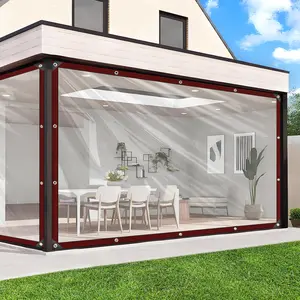 8x10 FT Clear Waterproof Tarp - Transparent Vinyl Tarpaulin with Grommets for Outdoor Patio, Greenhouse Plants, Chicken Coop, Camping & Rainproof Furniture Cover