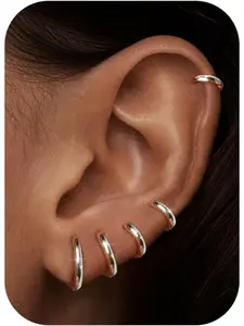 Small Hoop Earrings for Women Men, Stainless Steel Huggie Earrings for Cartilage and Helix Piercings, Tiny Hinged Sleeper Earrings 6/7/8/9/10mm