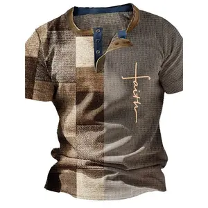 Summer Vintage Mens Shirt Cross Printed Short Sleeve Casual V-Neck Button Oversized Mens Patchwork T Shirt Plaid Tops Streetwear Design novelty Unique style Menswear Tshirt Wetsuit Shortsleeve Tropical Biker J46Tltha242414S