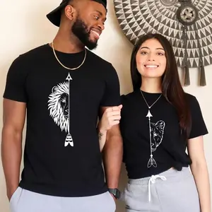 Lion & Lioness Couple's Matching T-Shirt - 100% Cotton, Casual Fit, Short Sleeve Tee for Him & Her