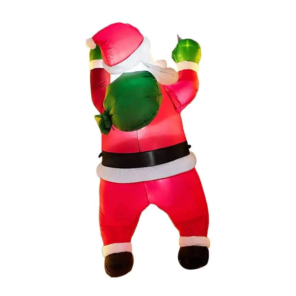 5.5 ft. Tall Christmas Inflatable Hanging Santa with Gift Bag Decorations, Blow Up Climbing Santa with Built-in LED