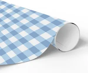 CeCeHo Light Blue Gingham Wrapping Paper - for Baby Shower, Birthday & Wedding Gifts | Beautiful Gift Wrap