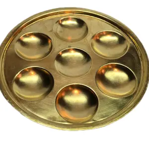 Pooja Thali 7 Sections Brass Traditional Offering Plate for Religious Ceremonies