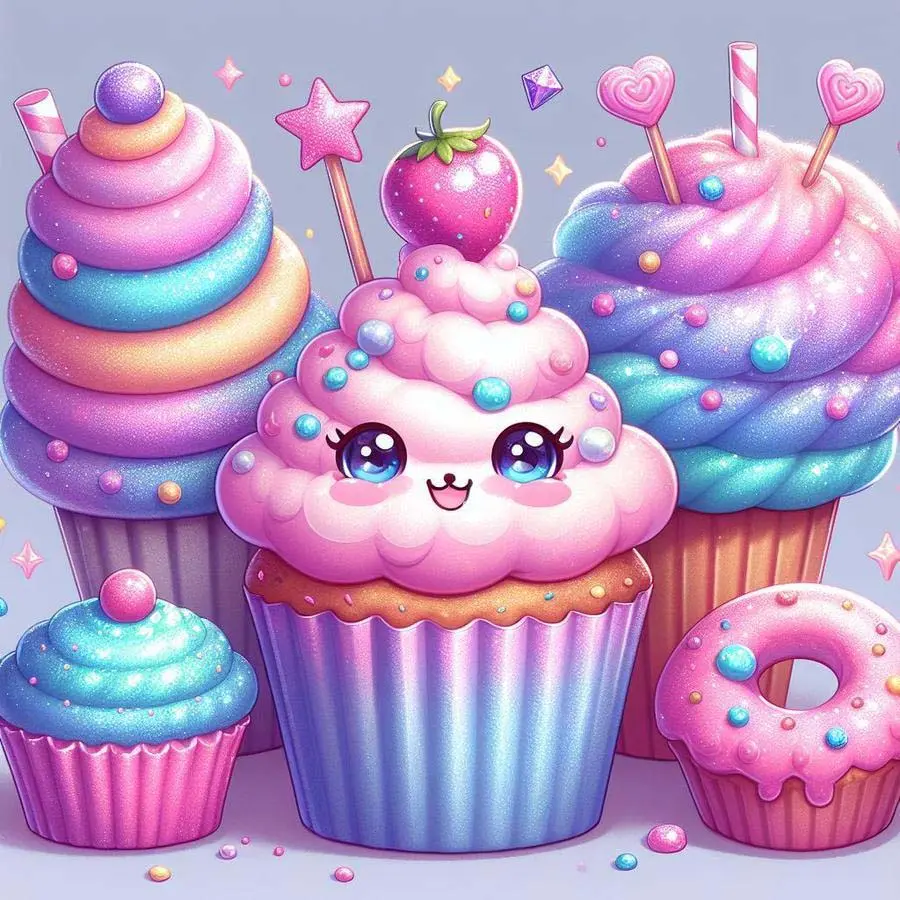 5D DIY Full Diamond Round Diamond Painting - Diamond Art Kit Cute Cupcake Mosaic, Canvas - DIY Decorative Painting, Home Wall Decor, Perfect for Halloween and Christmas, Independence Day, Birthdays and Anniversary Gifts