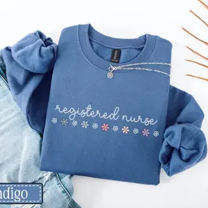 Registered Nurse Sweatshirt • Floral RN Work Crewneck • Daisy Flower Nurse Sweater • BSN LPN Sweaters • Nursing School Graduation Gifts