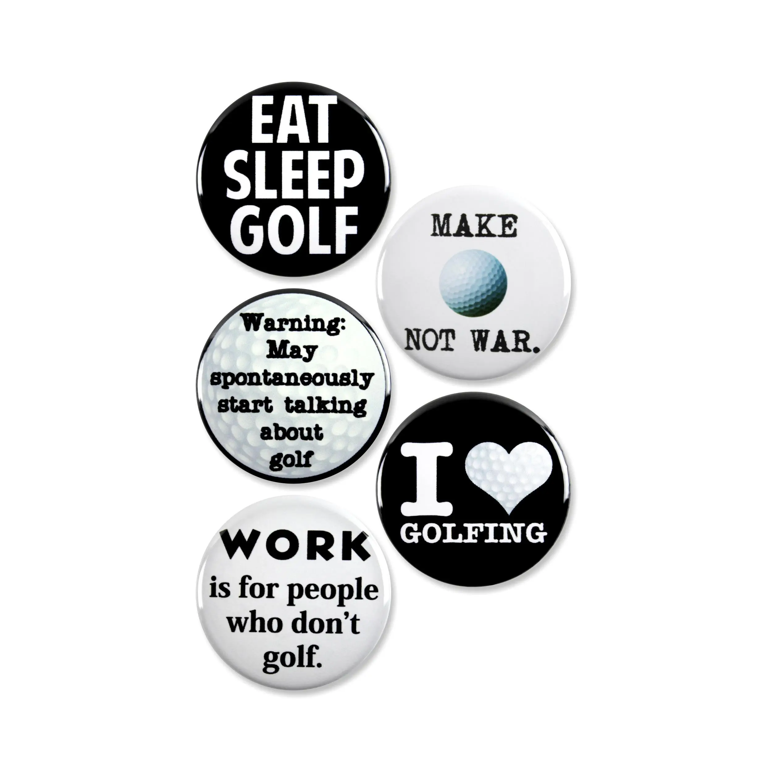 5 Pack - Golf Lovers Sports Pinback Buttons - 2.25 Inch