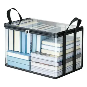 Large transparent thickened plastic storage box, with hinged lid, heavy-duty durable large-capacity organizer, suitable for home, camping, travel, attic, and moving