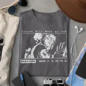 Marathon Game Shirt Vandal Wireframe Escape Will Make Me God Tee