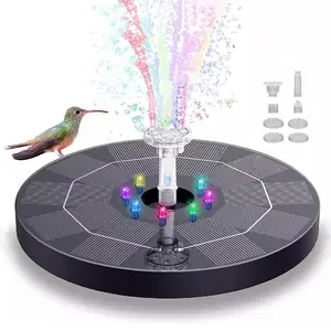 Solar Powered Fountain with RGB Light, Solar Fountain with 7 Nozzles, Garden & Pond Use Water Pump Fountain, Garden Decoration Supplies