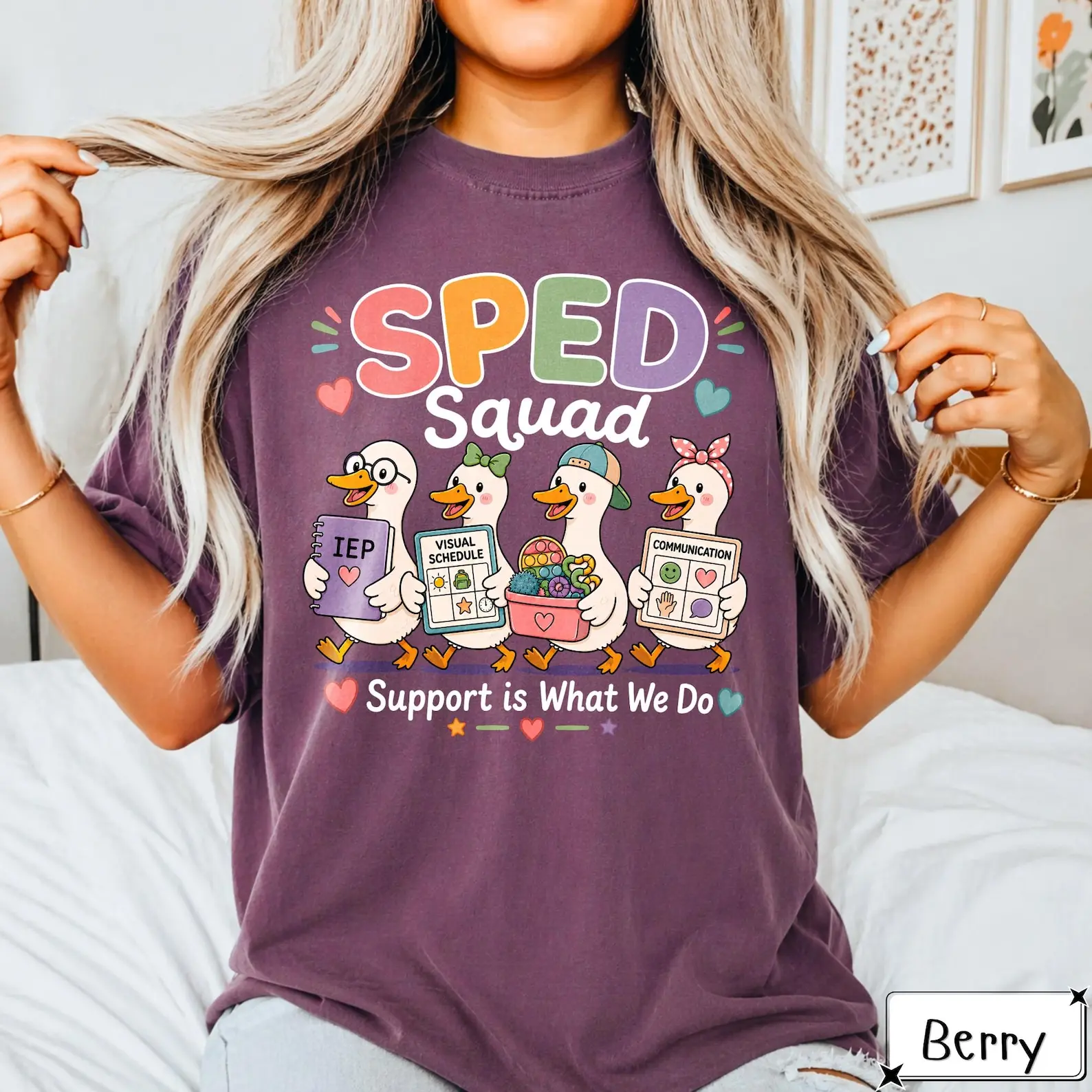 SPED Squad Comfort Colors T Shirt, Special Education Teacher Graphic Tee, IEP Visual Schedule Support Shirt, Paraprofessional Classroom Gift for Men and Women