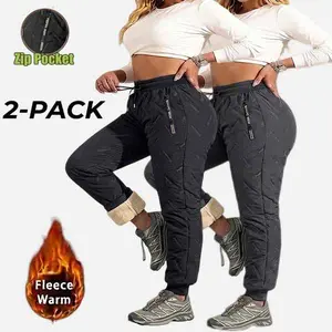 2-Pack Women’s Fleece-Lined Winter Pants | Waterproof Thermal Warm Joggers | Slim-Fit Insulated Cold-Weather Pants for Outdoor Hiking, Skiing & Everyday Wear | Not Bulky, Fits All Body Types — Women’s Clothing