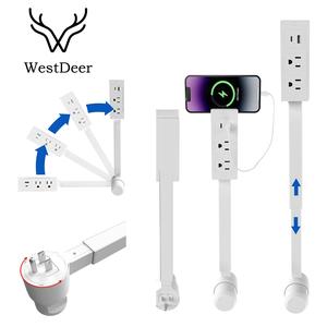WestDeer EZ Outlet Extender Outlet electrical Mountable Multi Plug Wall Outlet, with USB-A USB-C & 2 AC, Extendable 22-34" Rotatable 180°, Surge Protector Power Strip,UL-certified power cord,ideal for behind furniture in home/office