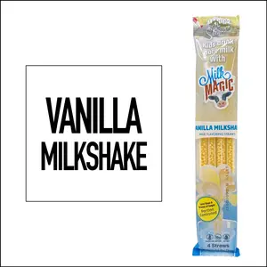 Vanilla Milkshake Magic Straws 4-Pack - Transform Any Kind of Milk into a Delightful Vanilla Shake Flavor Beverage milk  bleb