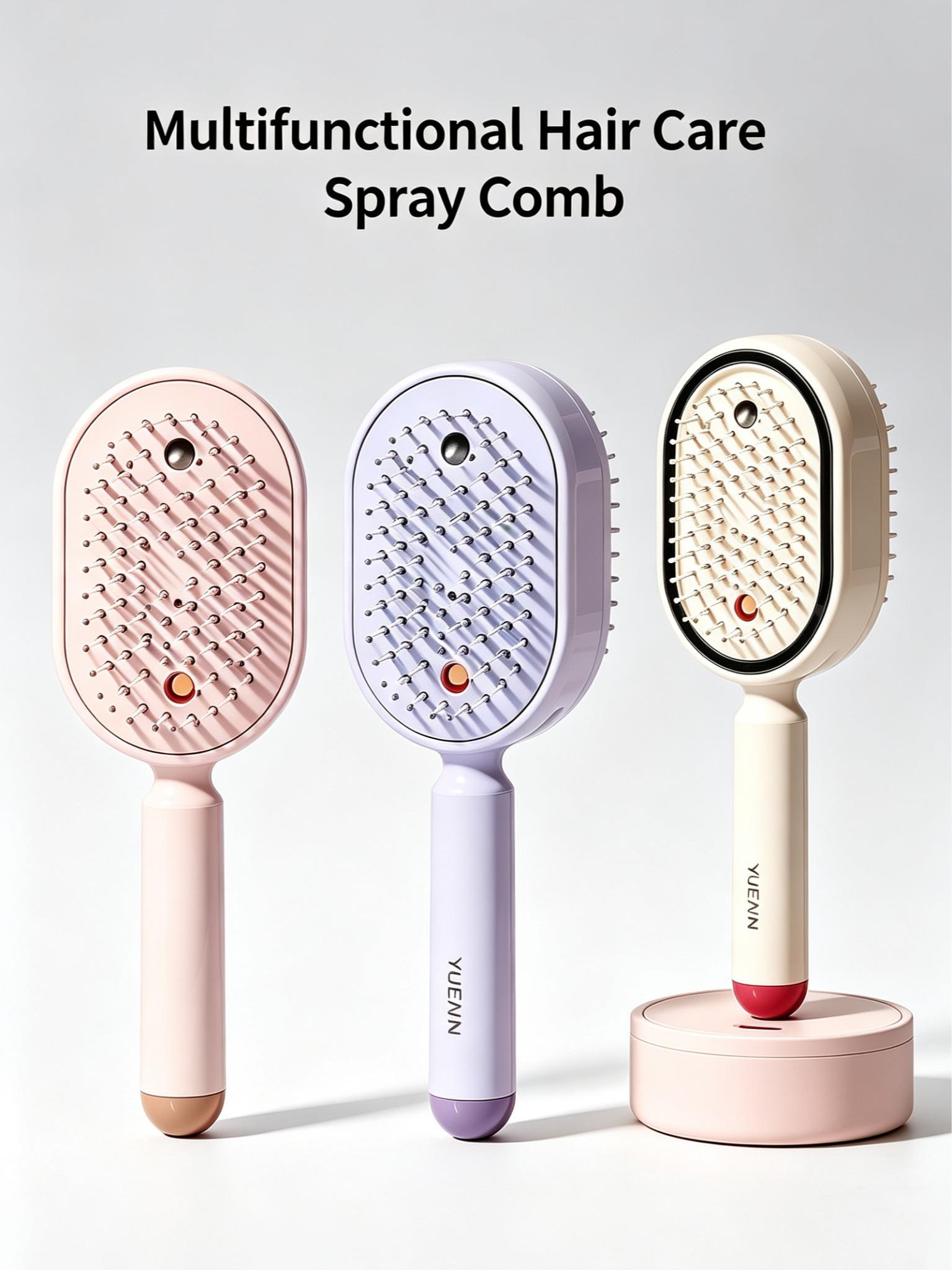 Self-Cleaning Anti-Tangle Spray Air Cushion Hair Comb, Anti-Static Mist, Essential Oil Aromatherapy, Volumize as You Comb (Home Supplies, Party Bags & Gifts)