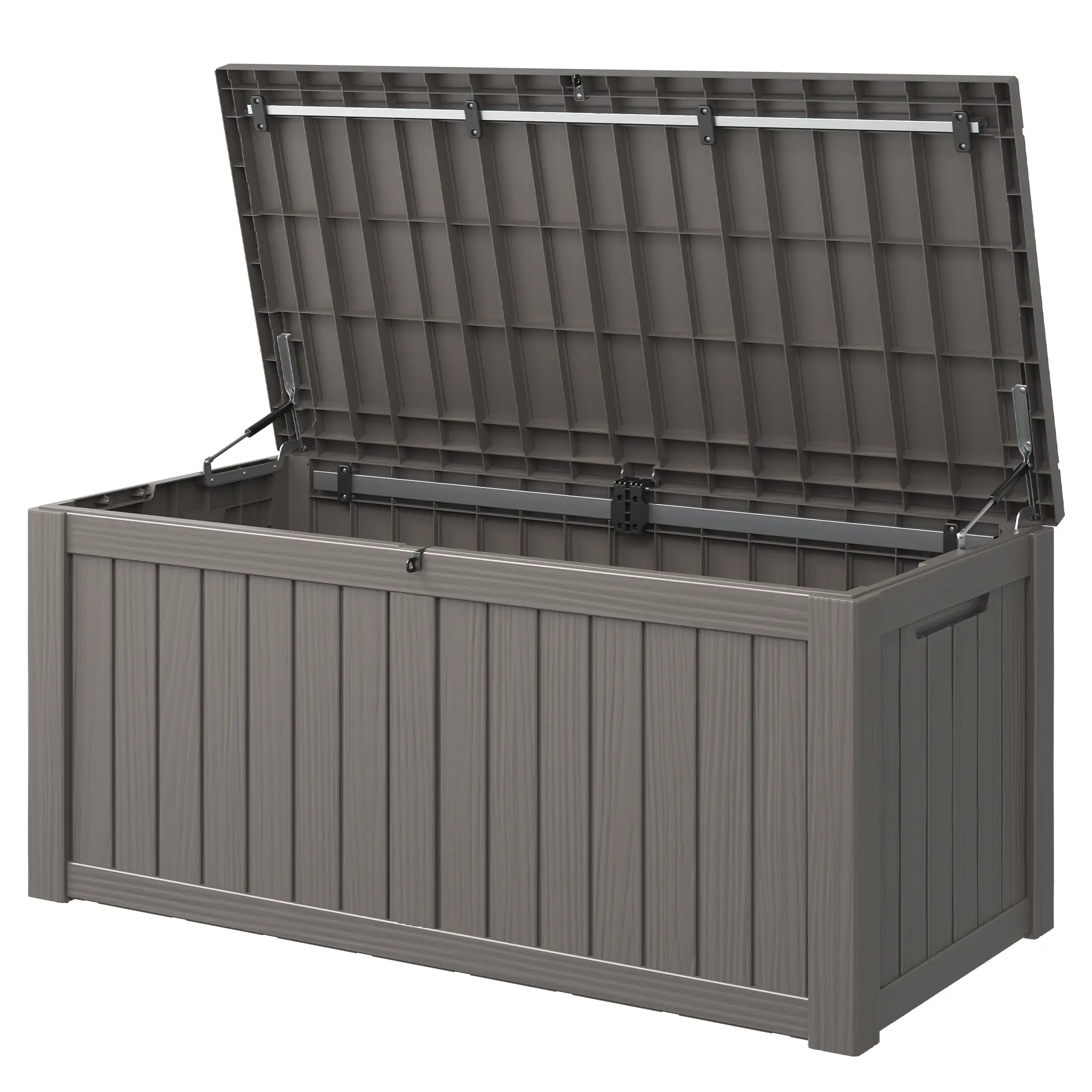 120-Gallon Large Outdoor Storage Box – Waterproof Deck Box for Patio, Garden, or Poolside – Weather-Resistant Resin Storage with Lockable Lid & Seatin