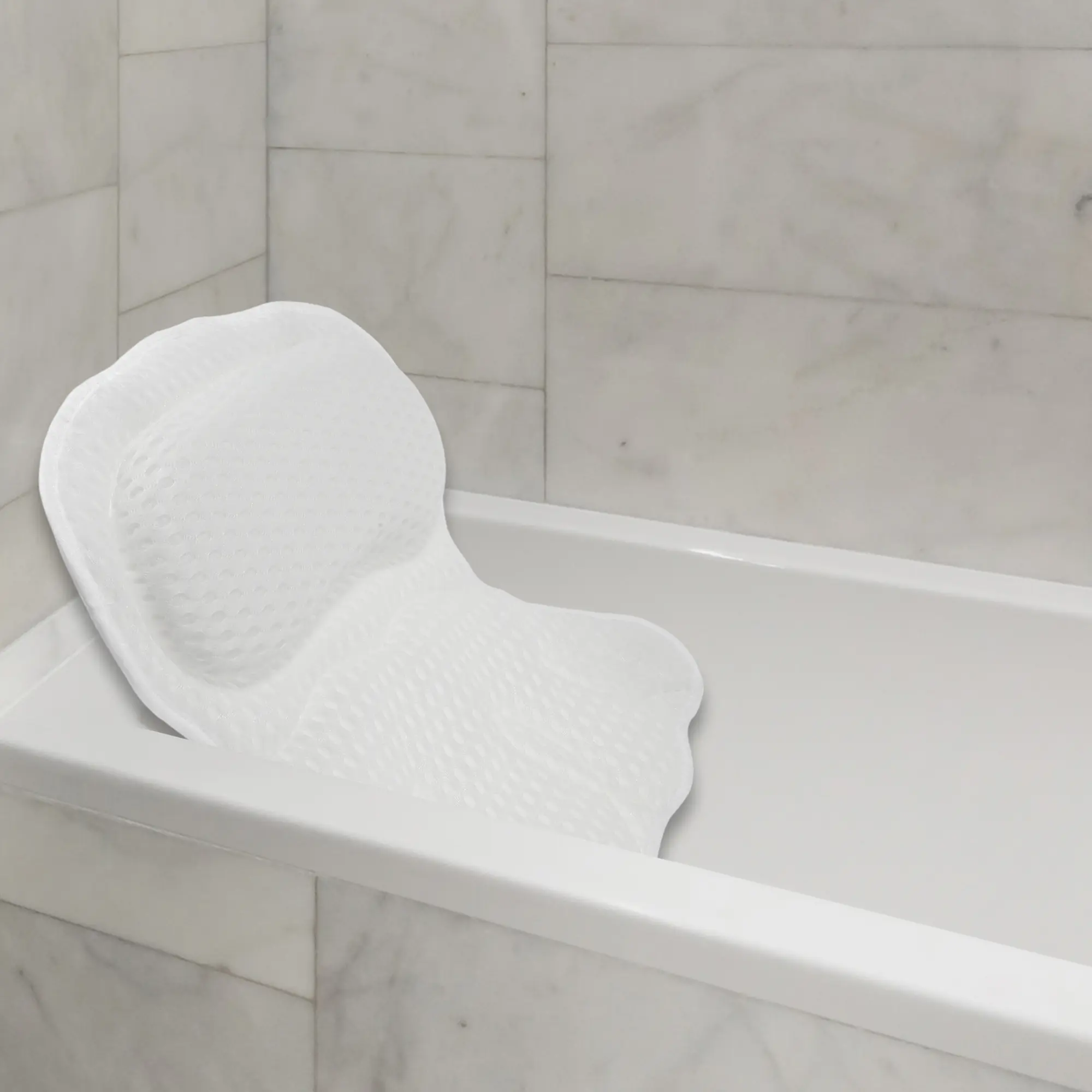 Unique Bargains Bath Tub Pillows for Head and Neck, Bath Pillow with Air Mesh Fabric and 6 Strong Suction Cups, White