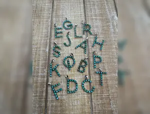 Beautiful Handmade Sterling Silver and Royston Turquoise Letter Pendant