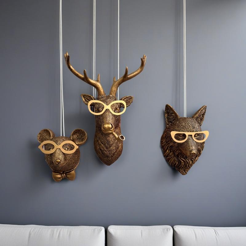 Antique Animal Head Wall Decor, Home Decoration Hanging Piece, Vintage Style Animal Head Ornament, Wall Ornaments, Interior Wall Decor, Home Bedroom Decor, 1 Piece