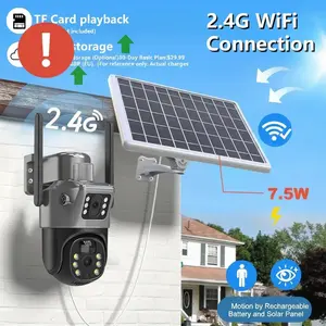 Dual Lens Solar Camera,270 ° Pan&Tilt Surveillance,24/7 Recording,PIR Motion Detection,Two-Way Talk,Outdoor Security Camera,Color Night Vision,APP Live View,Spotlight/Siren Alarm,Wall CCTV,IP Camera,Camera Systems