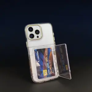 Transparent photocard phonecase clear phonecase with photocard holder with flip open card holder with Flip Large Cards Slot Holder for iphone17 16promax 11 12 13 14 15 series f Kpop Screen Protector