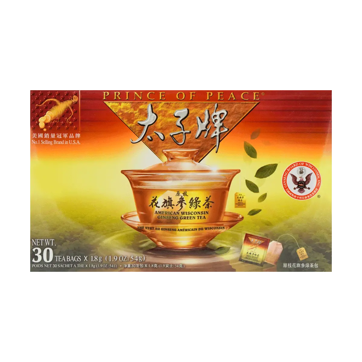 PRINCE OF PEACE American Ginseng with Green Tea 30 Tea Bags