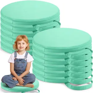 12 Pcs Round Floor Cushions for Classroom Flexible Floor Seating with Handles 12'' Classroom Carpet Cushions for Kids Toddlers Daycare Preschool Furniture(Mint Green)