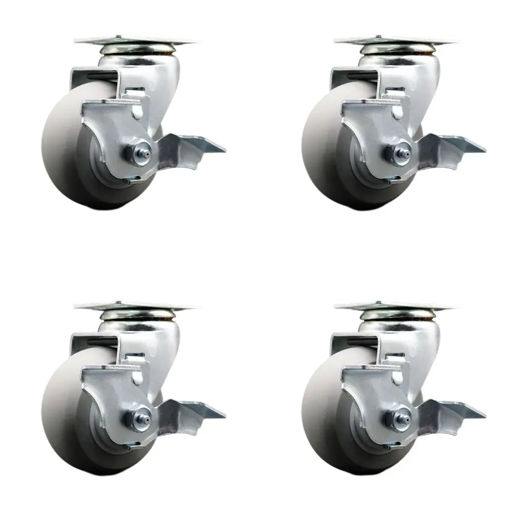 Service Caster TOOL-SCC-20S420-TPRBD-TLB-4 Tool Box Caster Wheel Set - 4 in. Non-Marking, Zero Maintenance Thermoplastic Rubber Donut Tread Wheels