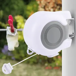 Windproof Retractable Clothesline Rack - 13m Double Line Rotating Drying Rack with Wall Mount, Durable Plastic Laundry Line for Outdoor Use, Space-Saving Design, Sturdy Construction, Household Use, Clothes Drying Rack, Wallmounted Clothesline,