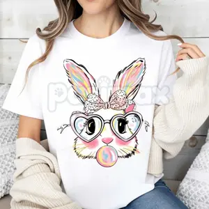 [Sale up to 40%] "Bubblegum Bunny" Funny Easter T-Shirt - Cool Rabbit Blowing Bubble Graphic Tee
