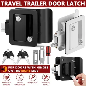 RV Door Lock Replacement | RV Door Locks | RV Door Handle w/ 4 Keys | Camper Door Lock | Trailer Door Lock | Camper Lock Replacement | Camper Door Latch only Fits 2.75"x3.75" Lock Hole