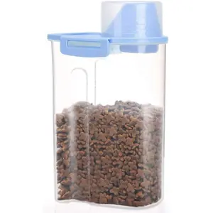 Pet Food Storage Container with Graduated Cup and Seal Buckles Food Dispenser for Dogs Cats (Blue)