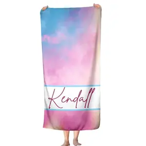 Pink and Blue Lover Tie Dye Personalized Beach Towel Cotton Microfiber Print With Name