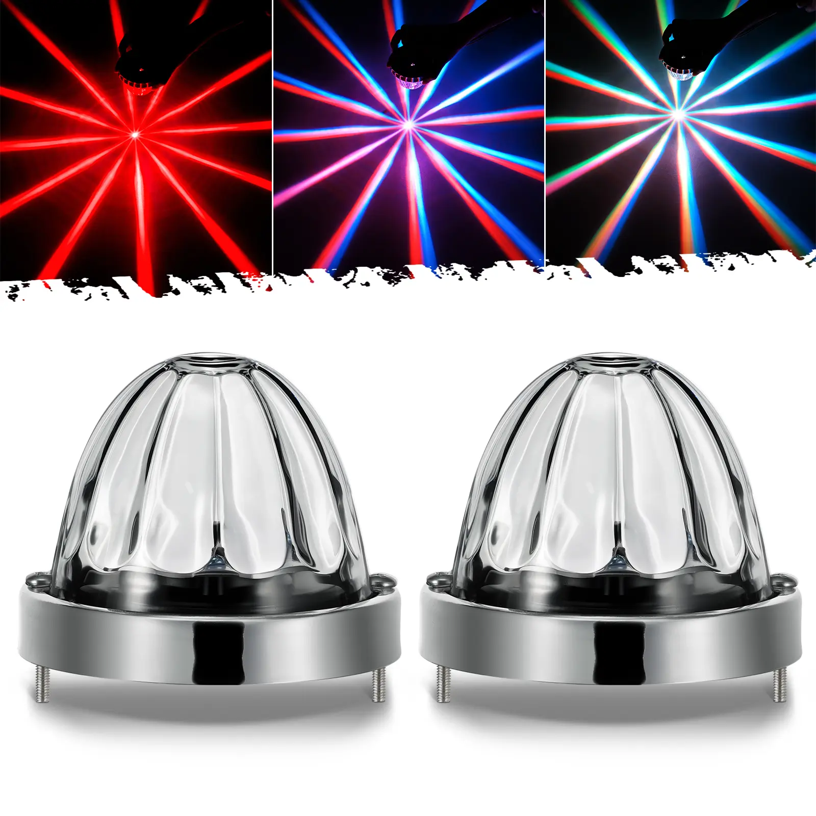 Partsam 2Pcs Glass Lens Watermelon Lights Suitable for 10-30V Vehicles, Semi Trucks, Trucks, Pickup, Off-road, Aluminum Alloy Base, IP65 Waterproof