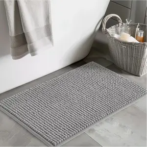 Chenille bathroom rug, hot melt adhesive non-slip, dense ultra-thick soft water-absorbent bathroom carpet, machine washable, quick-drying bath mat, suitable for bathroom floors, bathtubs, entryways and kitchens, home decoration accessories