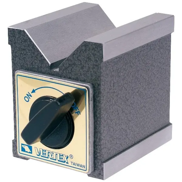 Vertex Pro-Series Magnetic V-Blocks with On/Off Switch, 2.87in H x 2.36in W x 4.29in D, Strong Hold for Tools & Hardware Use, Grinding, Scribing, Precision Ground Surfaces & Round/Irregular Shape Items