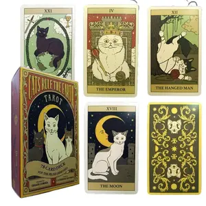 Interactive Tarot Card Game, 1 Box Cat Pattern Entrainment Game Tarot Card, Party Game Supplies for Family & Friends, Tarot Card Decks