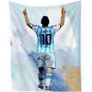 NASKY Lionel Messi World Cup Soccer Superstar Wall Tapestry, Legendary GOAT Celebration Wallpaper for Boys Bedroom, HD Fade-Resistant Polyester Fan Decor Tapestry, Vibrant Football Icon Room Aesthetic Tapestry, Professional Sports Mural for Game Rooms