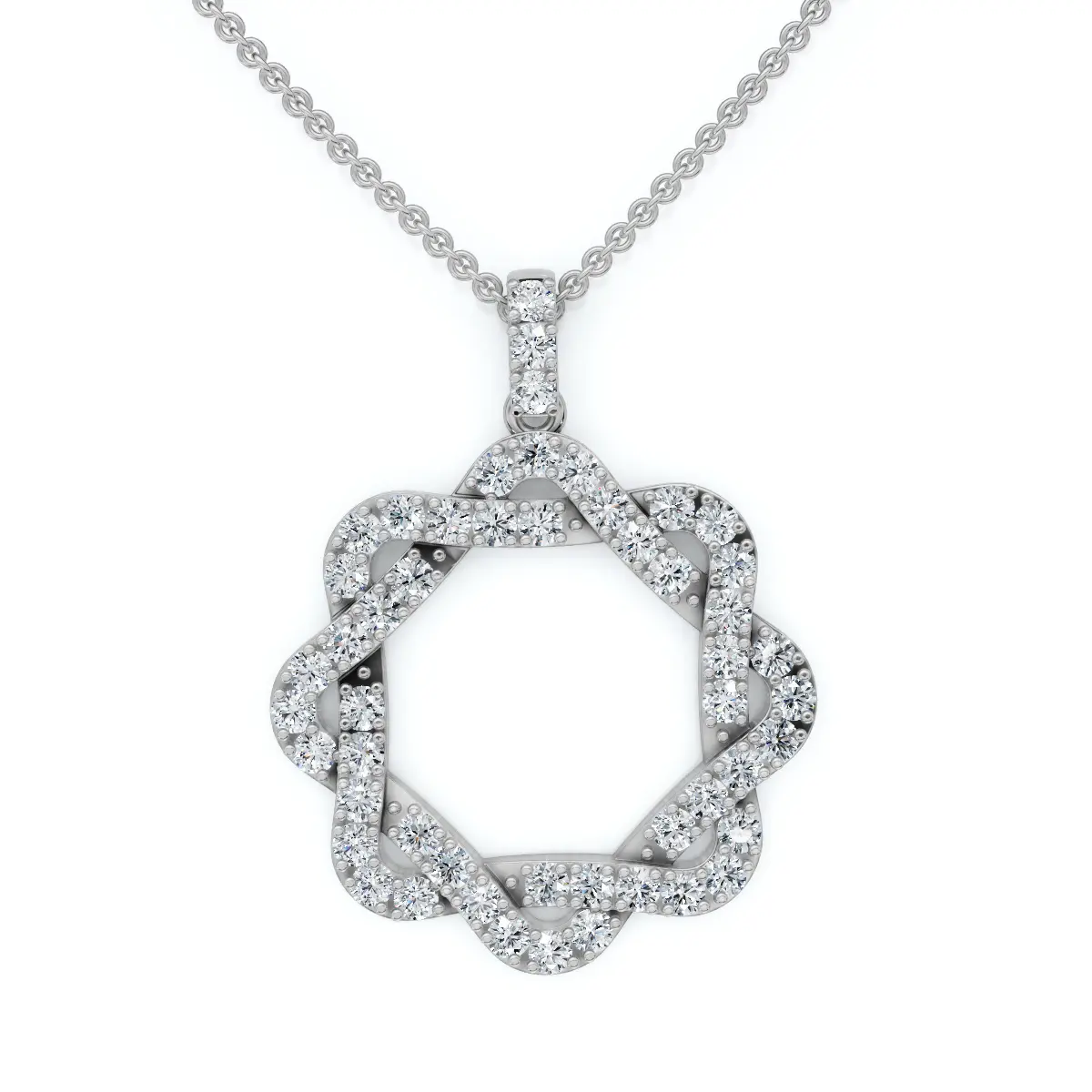 1Ct Intertwined Circle Diamond Pendant Women's Gold Necklace Lab Grown