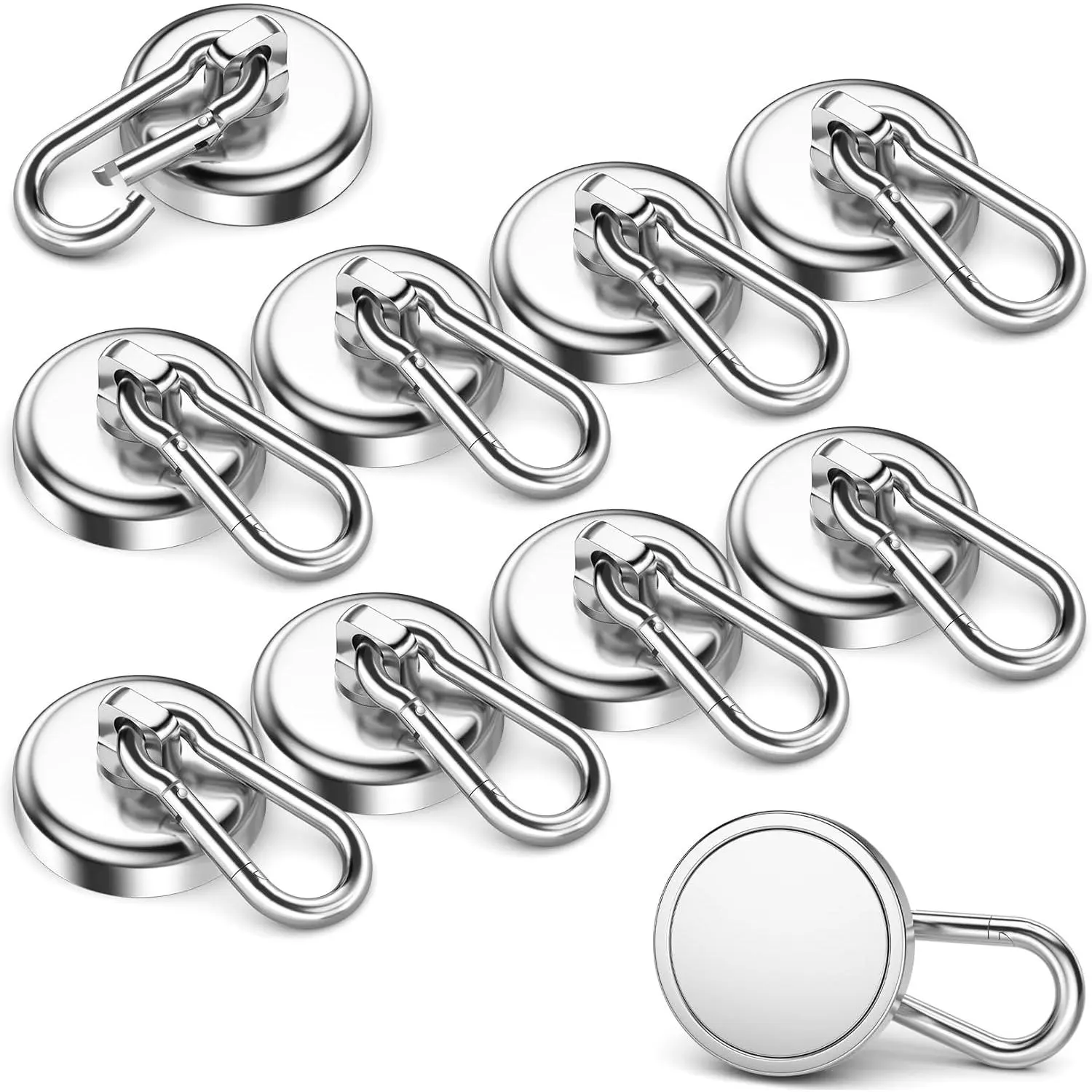 150 LB Heavy-Duty Neodymium Magnetic Hooks with Swivel Carabiner, 360° Rotation, Premium Quality Metal Hooks for Cruise Cabins, Kitchen, Office Organiser